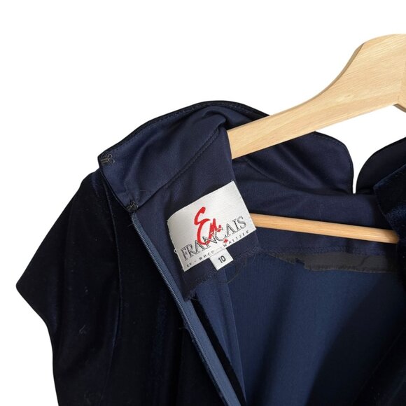 Vintage Velvet Maxi Dress‎ Navy Blue 10 Whimsygoth Vampire Gothic Dark Romantic - Picture 3 of 5